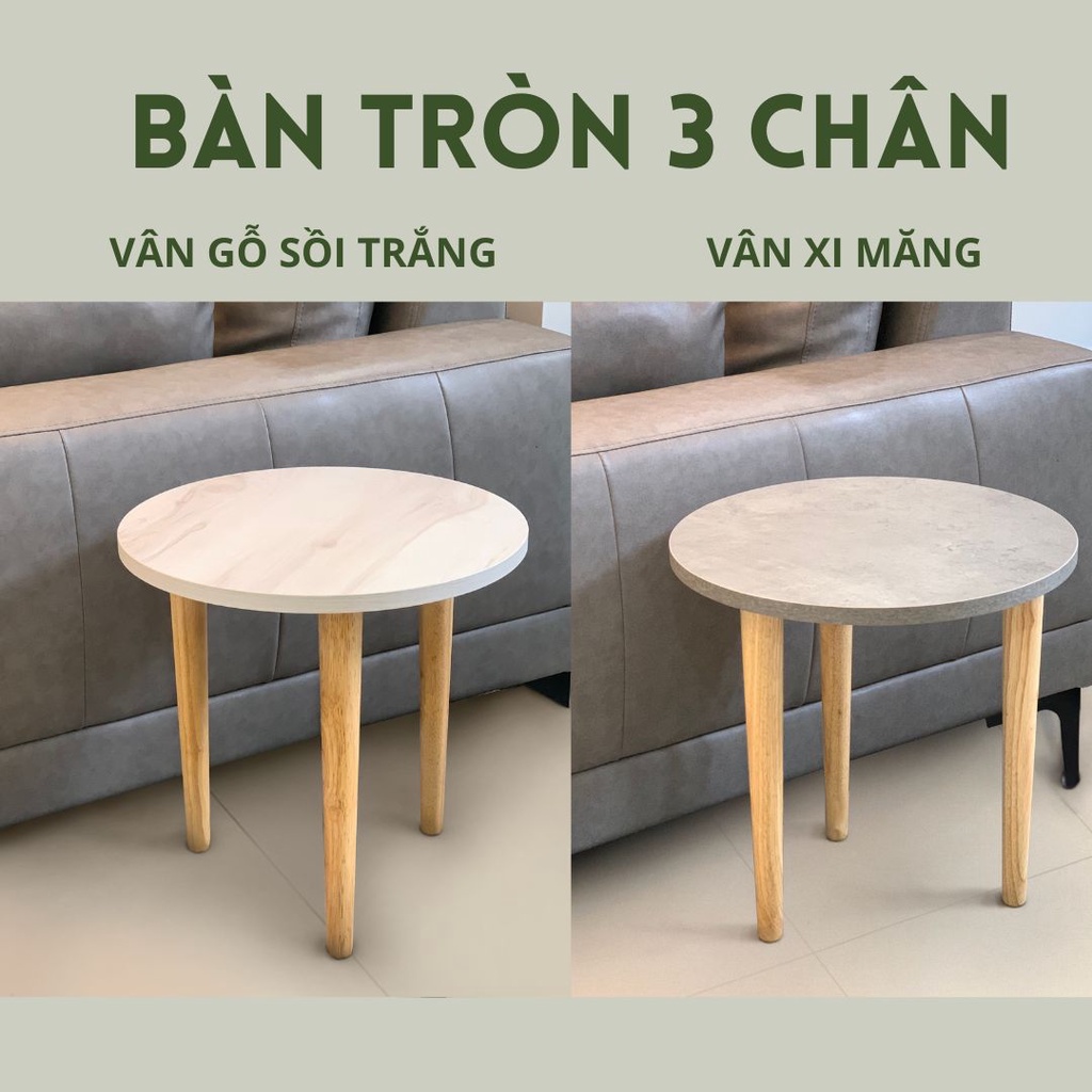 Bàn trà / bàn cà phê tròn chân gỗ vân gỗ / xi măng phong cách hiện đại