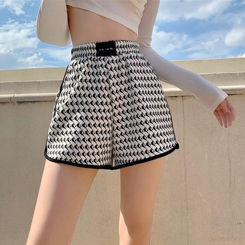 Quần Short Lưng Cao Ống Rộng In Họa Tiết Phong Cách Hàn Quốc Thời Trang Cho Nữ