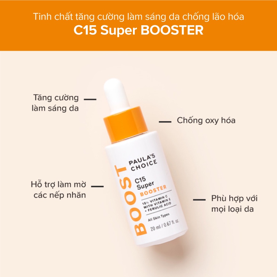 [CÓ TEM CHÍNH HÃNG] Tinh chất Vitamin C tăng cường làm sáng da, chống lão hóa Paula's Choice C15 Super Booster