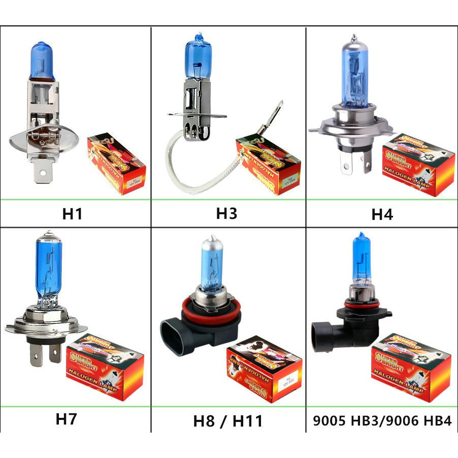 Bóng đèn Halogen siêu sáng H1 H3 H4 H7 H8 H9 H11 9005 Hb3 9006 Hb4 55w 100w 12v dành cho xe hơi