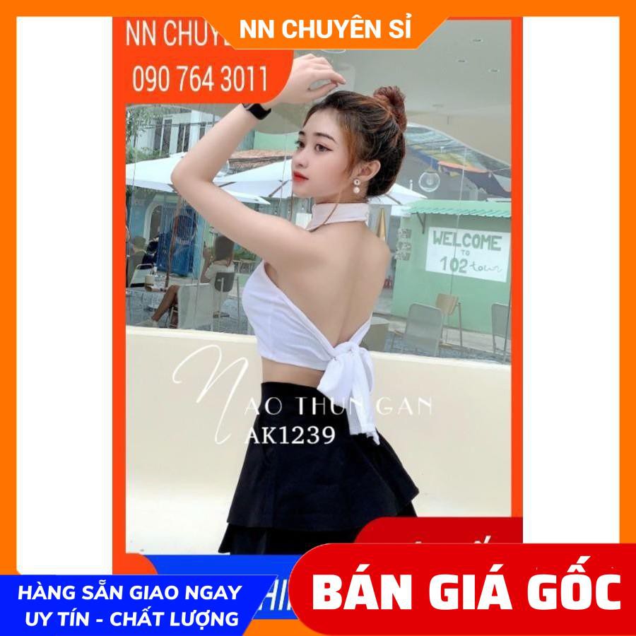 Áo hở lưng nữ Áo thun kiểu hở lưng ôm body chất thun gân mềm mịn phối sọc cầu vồng siêu dễ thương AK1239 AK1256
