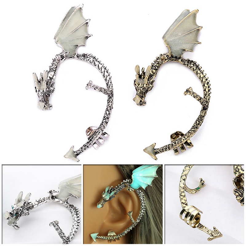 Tmdbyx Khuyên Vành Tai Kim Loại Hình Rồng Phát Sáng Trong Bóng Tối