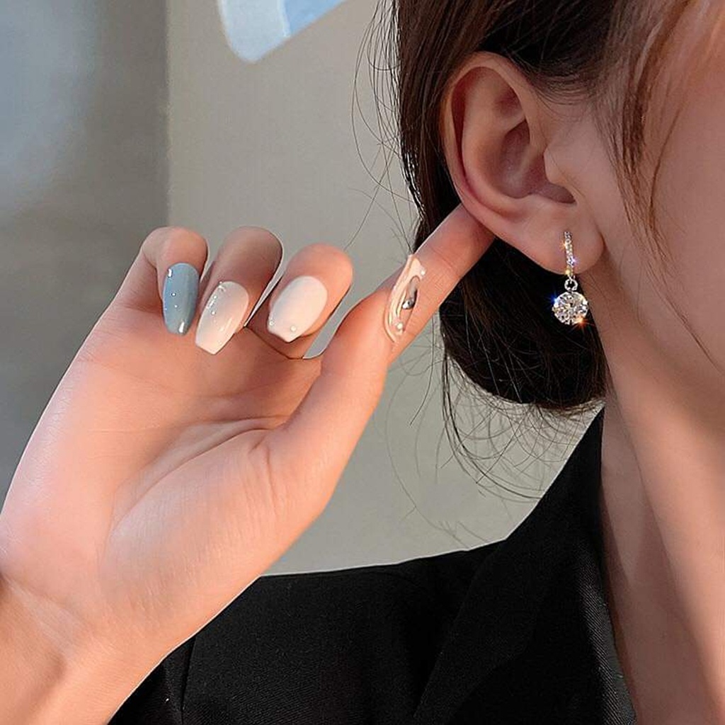 Bông tai bạc bong tai thả đá trắng sáng lấp lánh Van Jewelry V10097