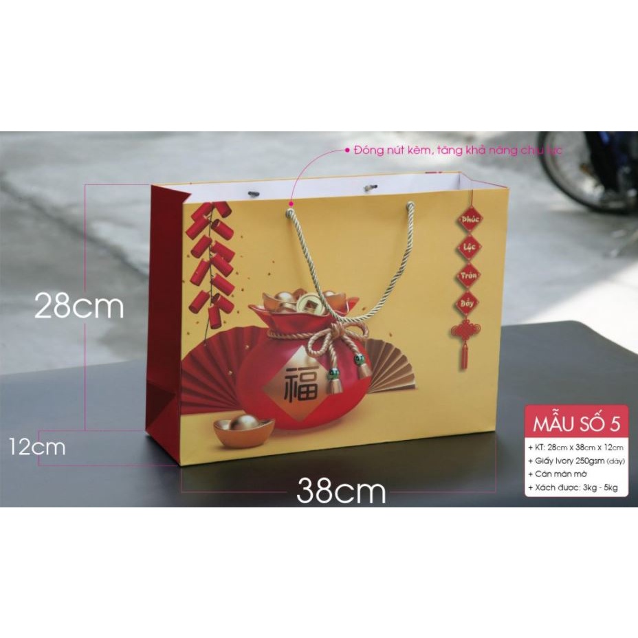 10 túi giấy (mẫu số 5) đựng quà Tết 28x38x12 cm