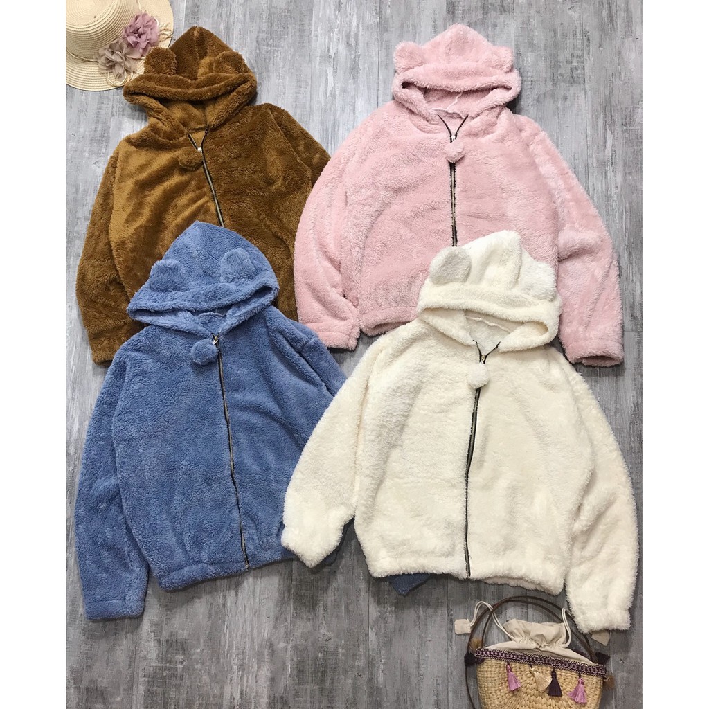 Áo Lông Tai Gấu ( 2 LỚP ) Siêu Dày Quả Bông Siêu Cute | BigBuy360 - bigbuy360.vn