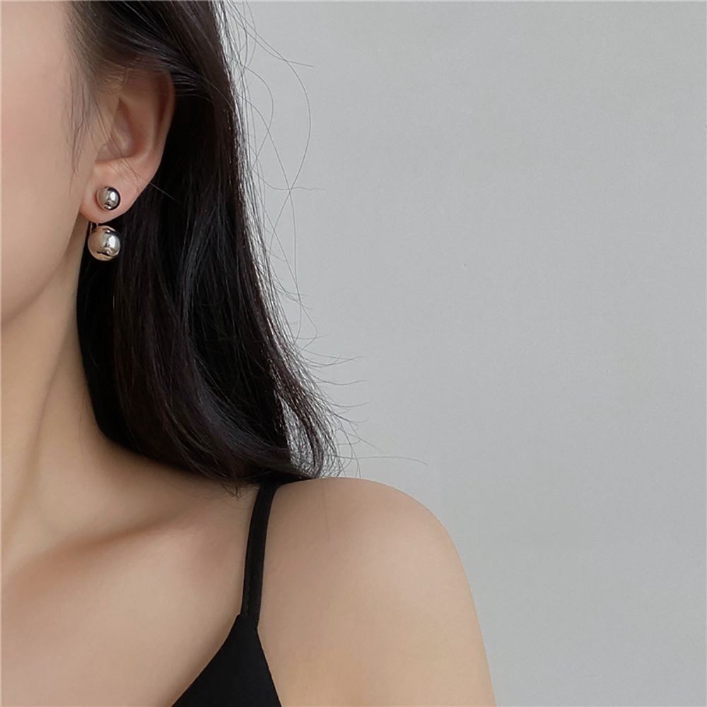 Bông Tai Xỏ Hình Quả Cầu Đôi Bằng Hợp Kim Nhiều Màu Thời Trang Thanh Lịch Cho Nữ