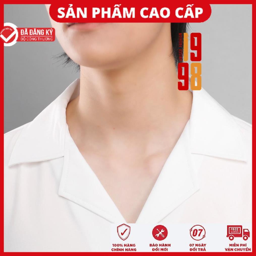 Áo sơ mi tay ngắn áo sơ mi cổ vest tay ngắn from rộng đi học đi chơi