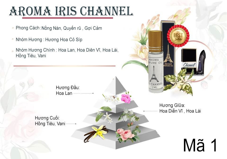 Tinh dầu nước hoa Pháp Aroma Perfume dạng lăn 12ml