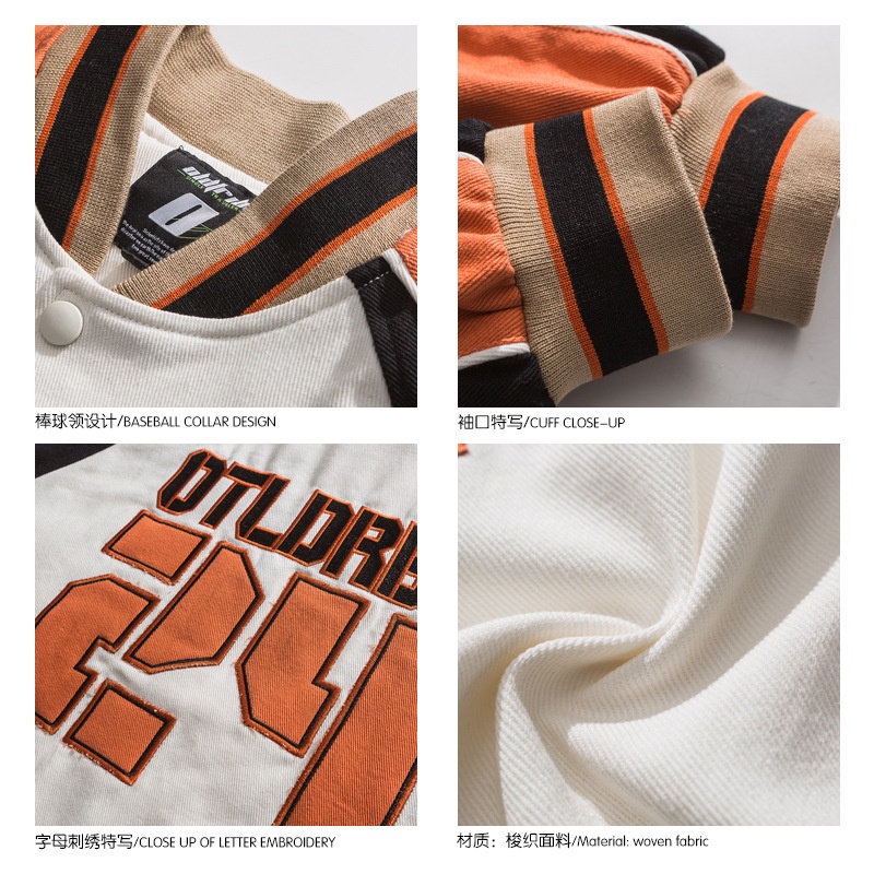 Áo khoác bóng chày dáng rộng phối màu sắc tương phản thời trang đường phố cho nam