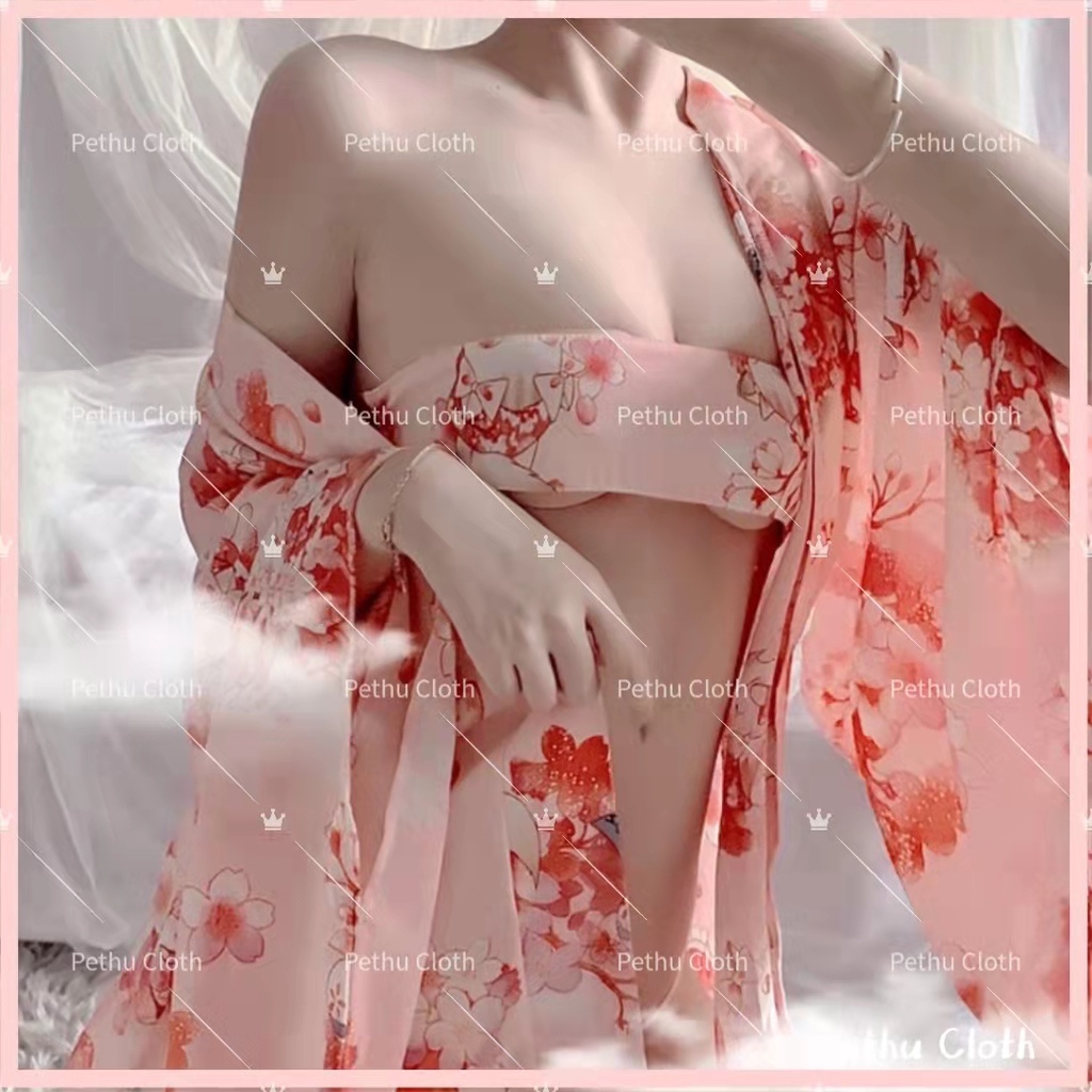 （Q1，HCM）❤️Đầm ngủ sexy kimono❤️cosplay Nhật Bản nàng Geisha Nhật Bản gợi cảm Freesize 40-60kg--không socks--003