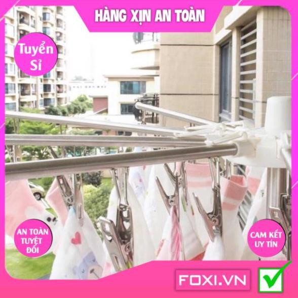 Cây phơi đồ đa năng INOX cao cấp-3 tầng-2 tầng móc kẹp-1 tầng thanh phơi-móc kẹp xoay 360 độ-Chất liệu thép không gỉ