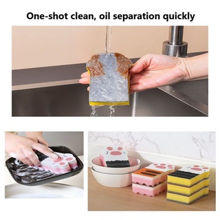 Set 3 miếng bọt biển rửa chén hình bàn chân mèo
