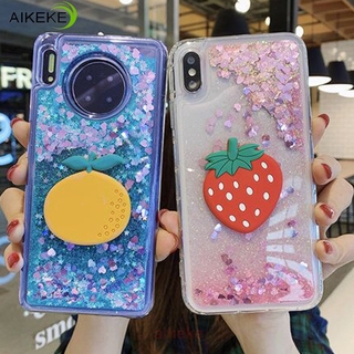 Glitter Quicksand Case For Samsung Galaxy Note 10 Lite 9 A9 A8 A7 A6 Plus 2018 A5 A3 8 2017 2016 5 Case Shining Orange Strawberry Fashion Dynamic Liquid Glitter Phone Cover