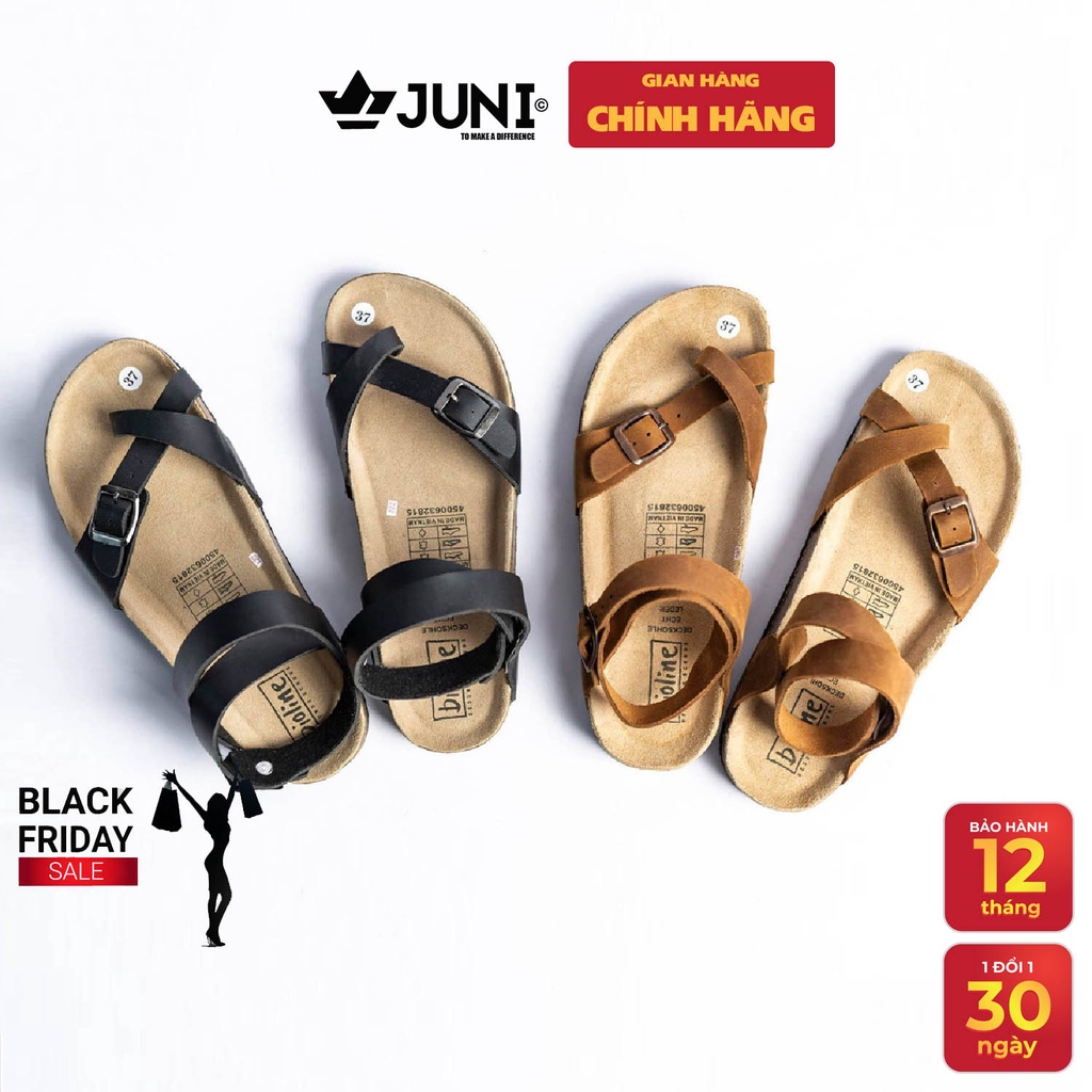 [DA BÒ THẬT] D16-Dép Sandal da bò cổ cao Unisex (Đế trấu) – Juni Store