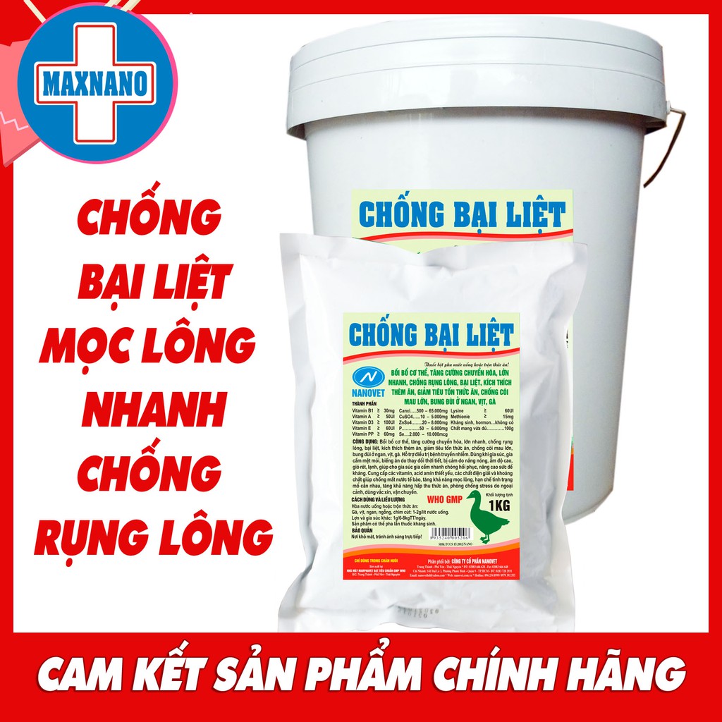 CHỐNG BẠI LIỆT VỊT MỌC LÔNG NHANH Bồi bổ cơ thể, tăng cường chuyển hóa, lớn nhanh, chống rụng lông