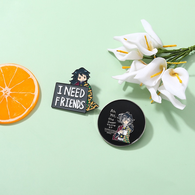 Ghim Cài Áo Kim Loại Tròn In Hoạt Hình Ghost Killing Blade