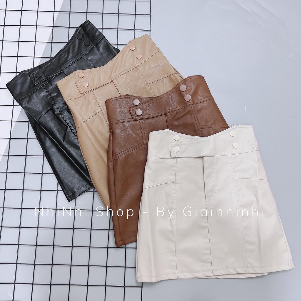 Chân váy da mềm dáng ôm đẹp, Chân váy dáng A cạp cao CV8816 - NhiNhi Shop