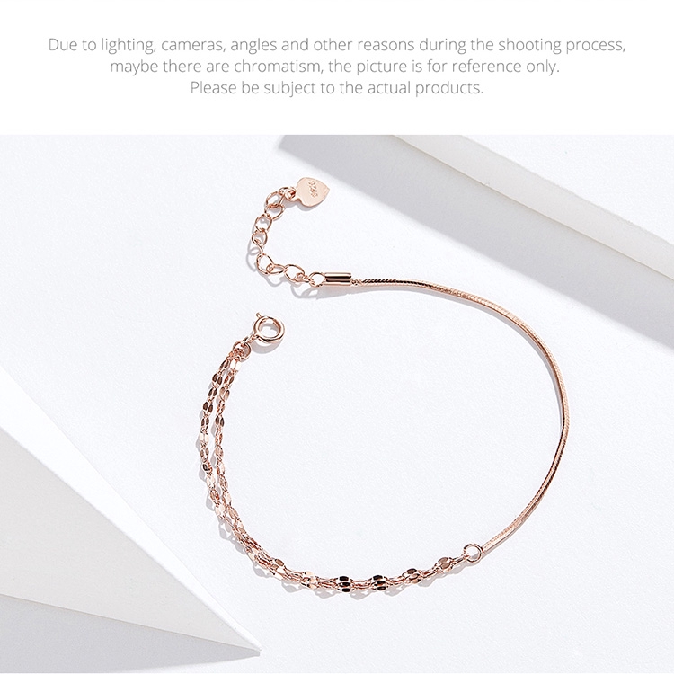 Vòng đeo tay Bamoer SCB149 màu vàng hồng giản đơn sang trọng