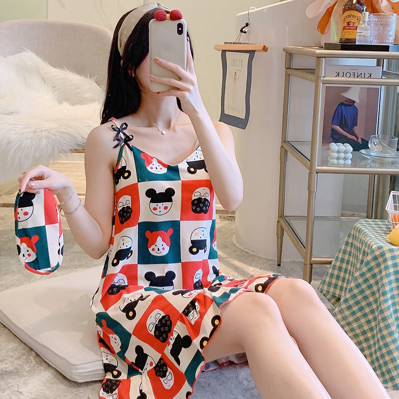 Set đồ ngủ Hai Dây + Miếng Lót Ngực + Miếng Bịt Mắt Bằng Lụa Dễ Thương | BigBuy360 - bigbuy360.vn