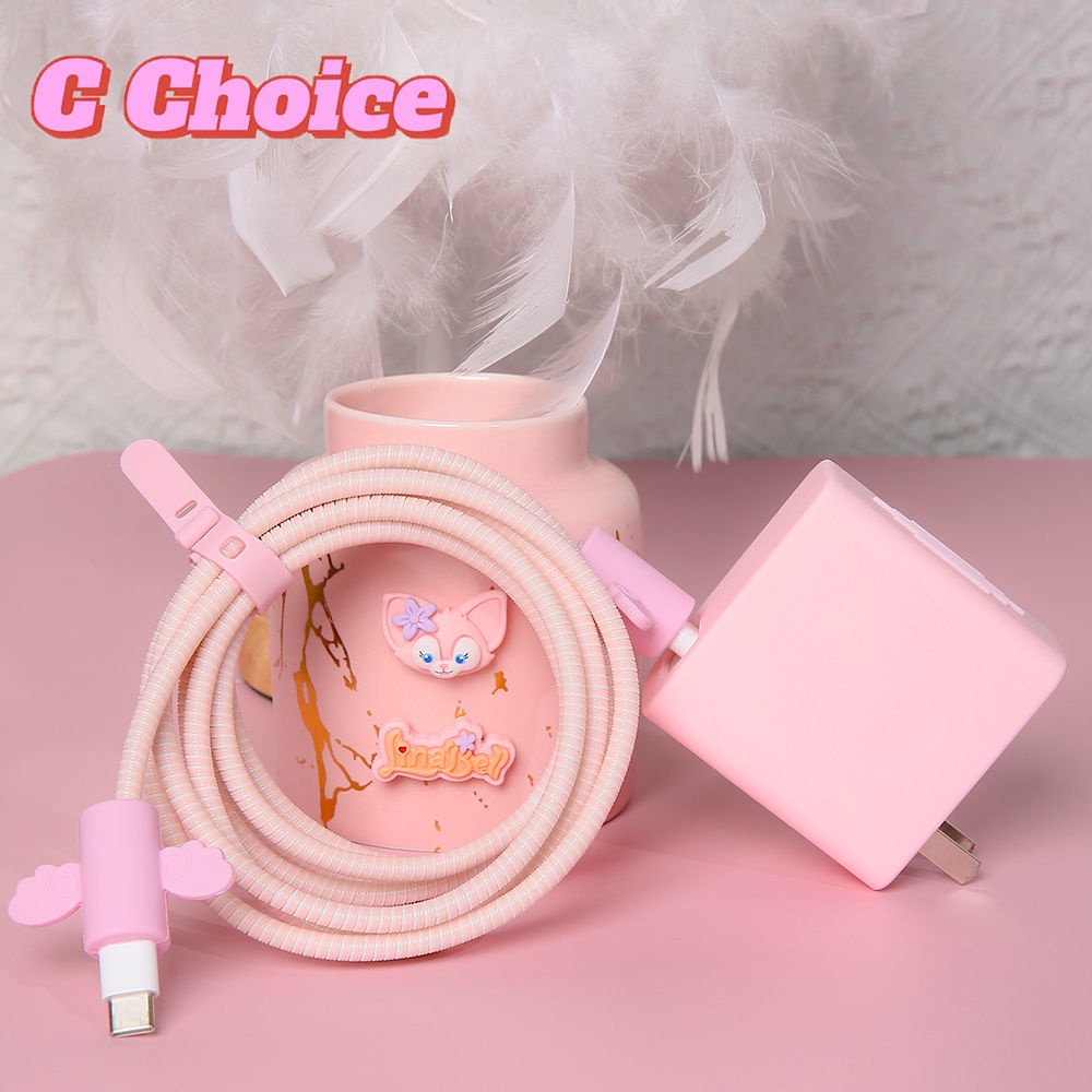 Vỏ Bọc Bảo Vệ Hộp Sạc Tai Nghe Huawei laptop charger 65w Cổng type c Màu Hồng Dễ Thương