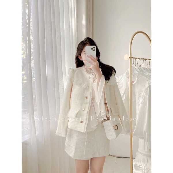 Áo dạ Tweed trơn tua rua | BigBuy360 - bigbuy360.vn