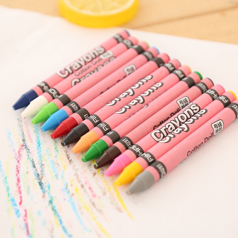 Bút sáp màu Aihao 12/24 màu, bút màu sáp dễ dương cho bé