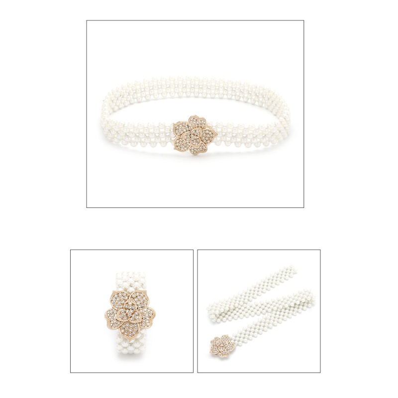 Thắt Lưng Đính Hạt Ngọc Trai Phong Cách Retro Cho Nữ