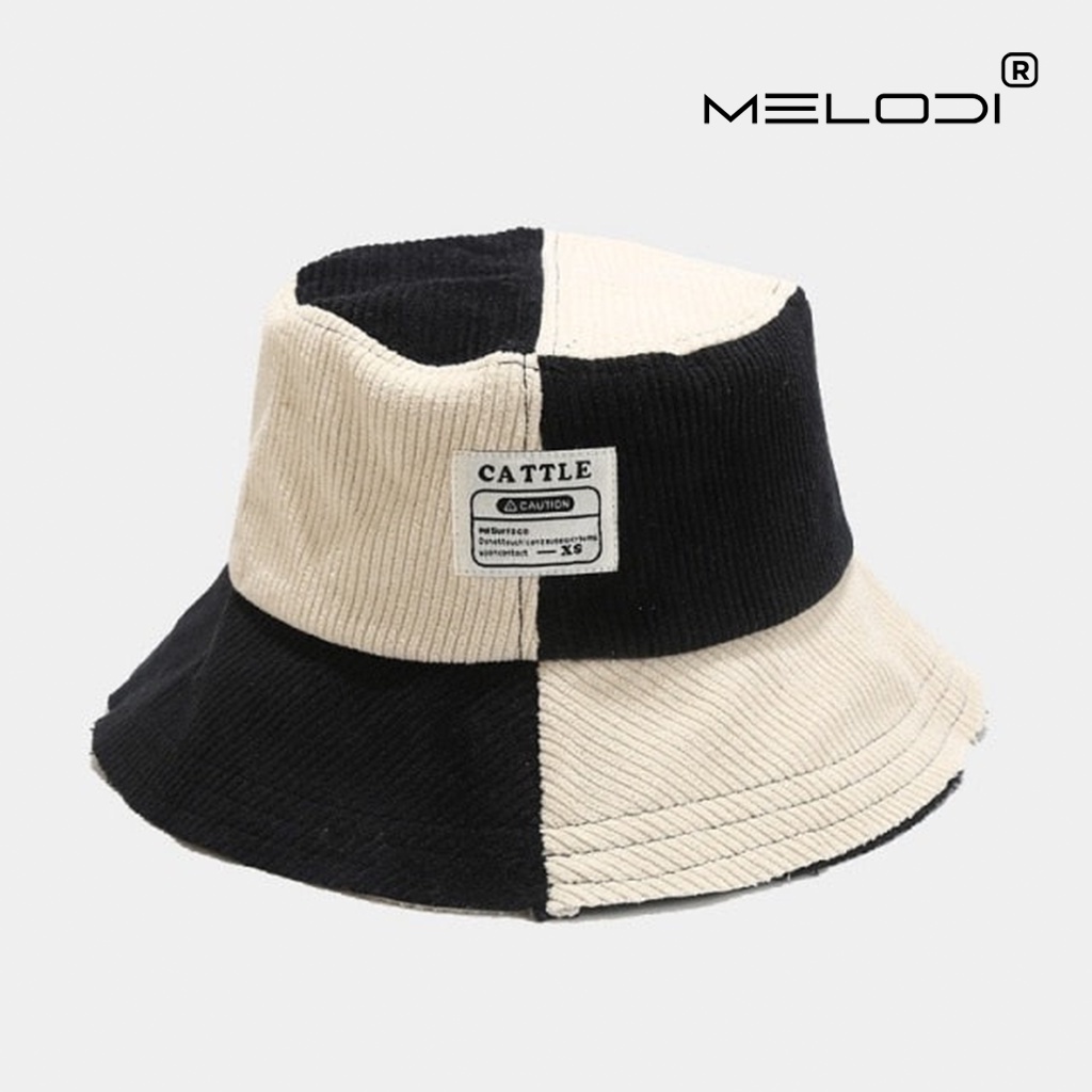 Mũ bucket nhung tăm vành cụp, Nón bucket nhung tăm vá Cattle
