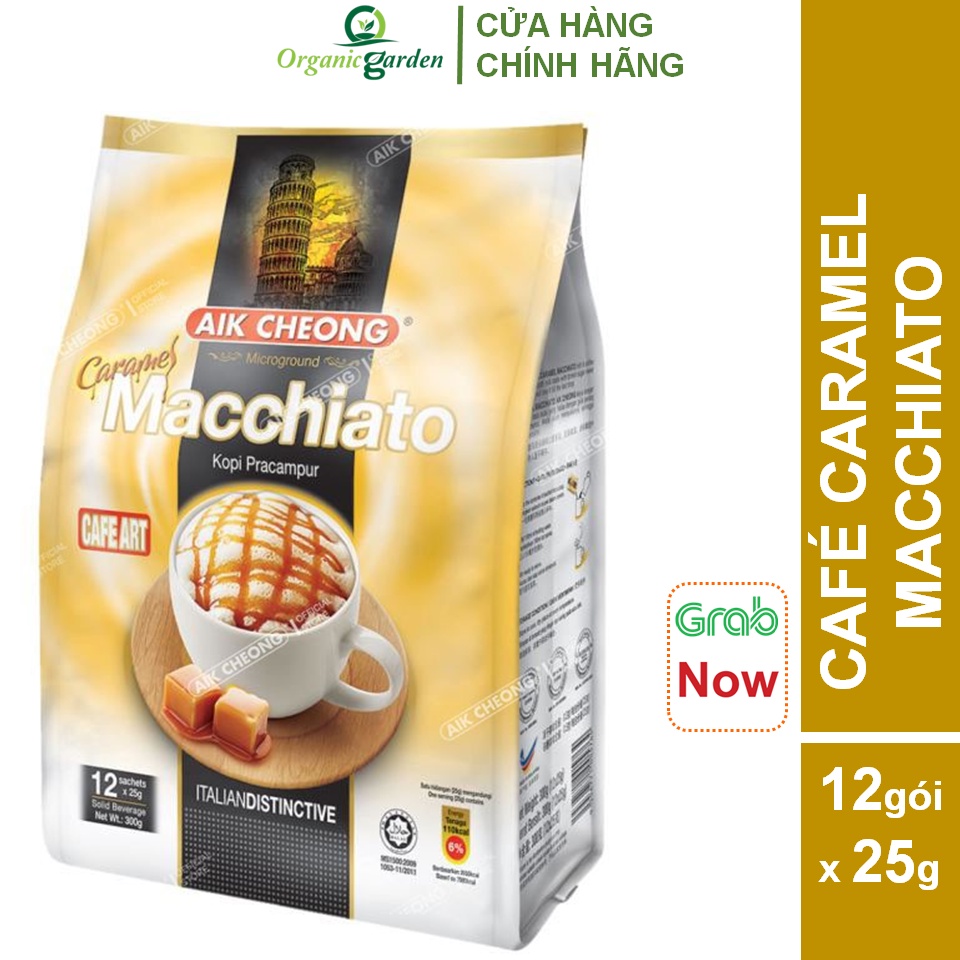 Cà Phê Macchiato Caramel Hòa Tan  Aik Cheong Malaysia 12 Gói x 25 Gam