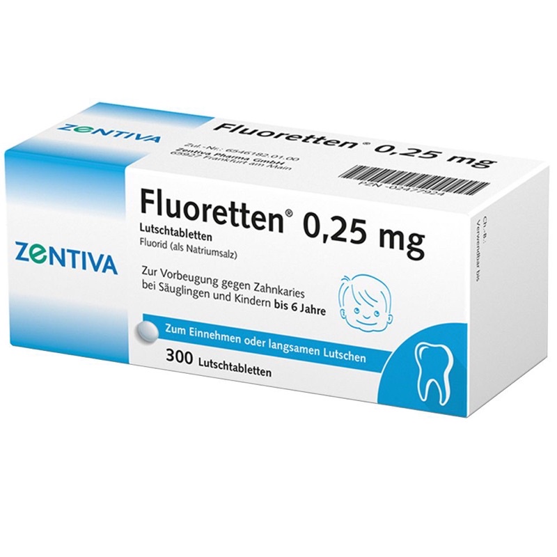 Viên ngậm Flo ngừa sâu răng Zentiva Fluoretten 0.25 mg cho trẻ sơ sinh đến 6 tuổi