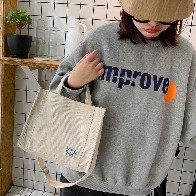 Túi Đeo Chéo Vai Có Khóa Kéo Chất Liệu Cotton Và Vải Bố Thân Thiện Với Môi Trường MIHAN1 Cho Nữ