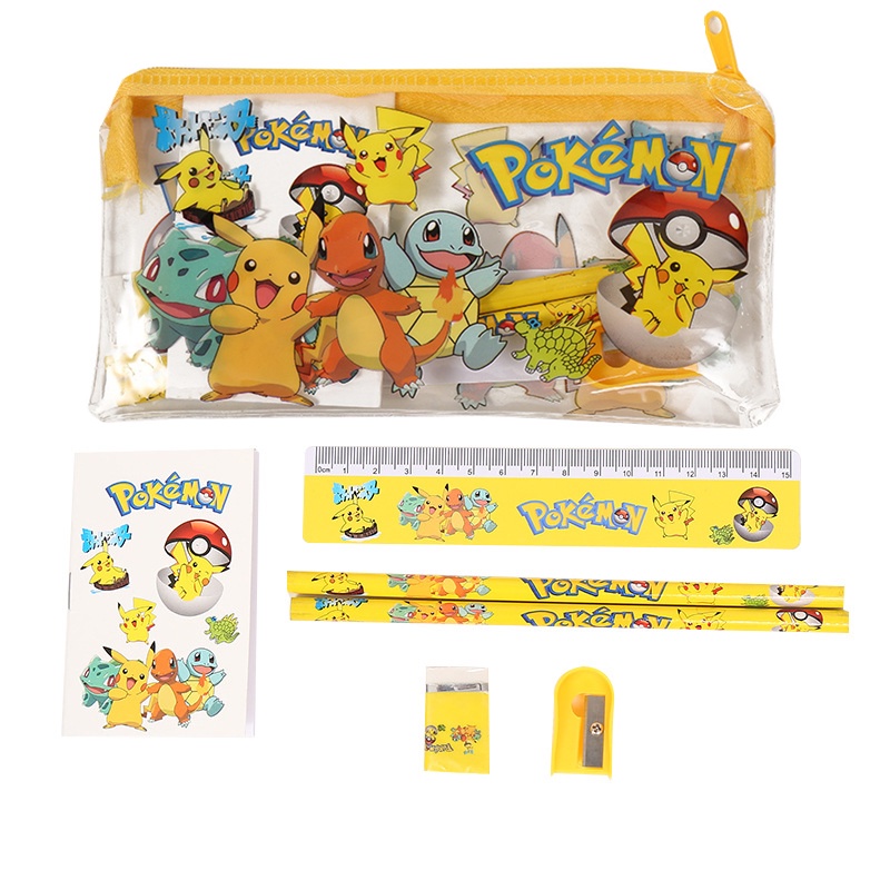 Bộ Túi Đựng Bút Hình Pokemon Pikachu Dễ Thương Cho Bé