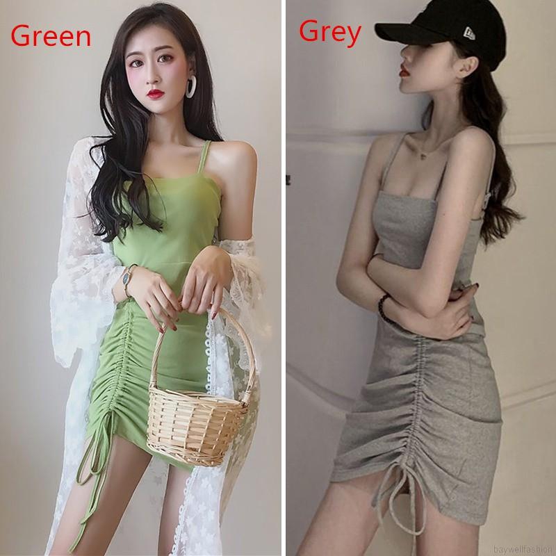 [Baywellfashion]Đầm Body dây rút thiết kế trễ vai quyến rũ váy 2 dây váy nữ | BigBuy360 - bigbuy360.vn