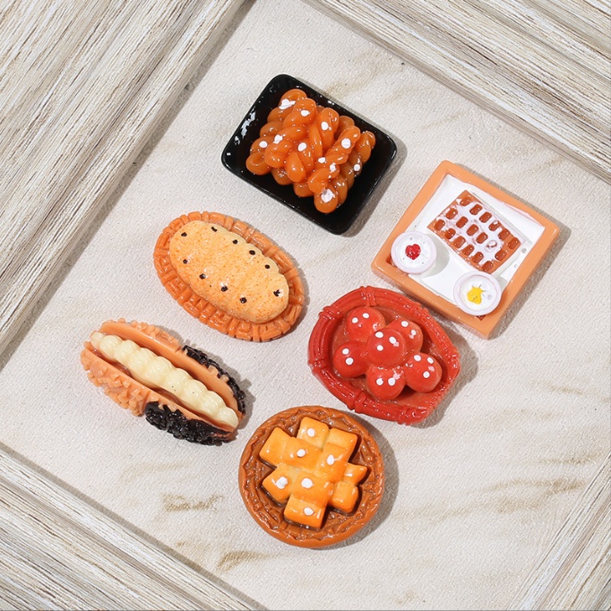 Charm món ăn sáng với bánh mì, cafe cho các bạn trang trí nhà búp bê, kẹp tóc, dán Jibbitz, vỏ ốp điện thoại, DIY