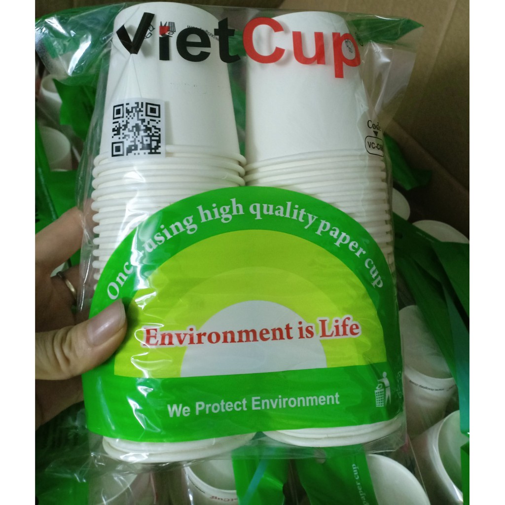 [Nowship] Ly Giấy Vietcup Túi (50 cái 145/180/210ml)-Cốc  uống nước không nắp