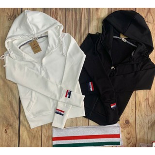 Áo Khoác Thun Gân Ôm Body, Tôn Dáng. Mẫu Logo Tay và Eo [Có 2 túi ngoài & 2 túi trong]