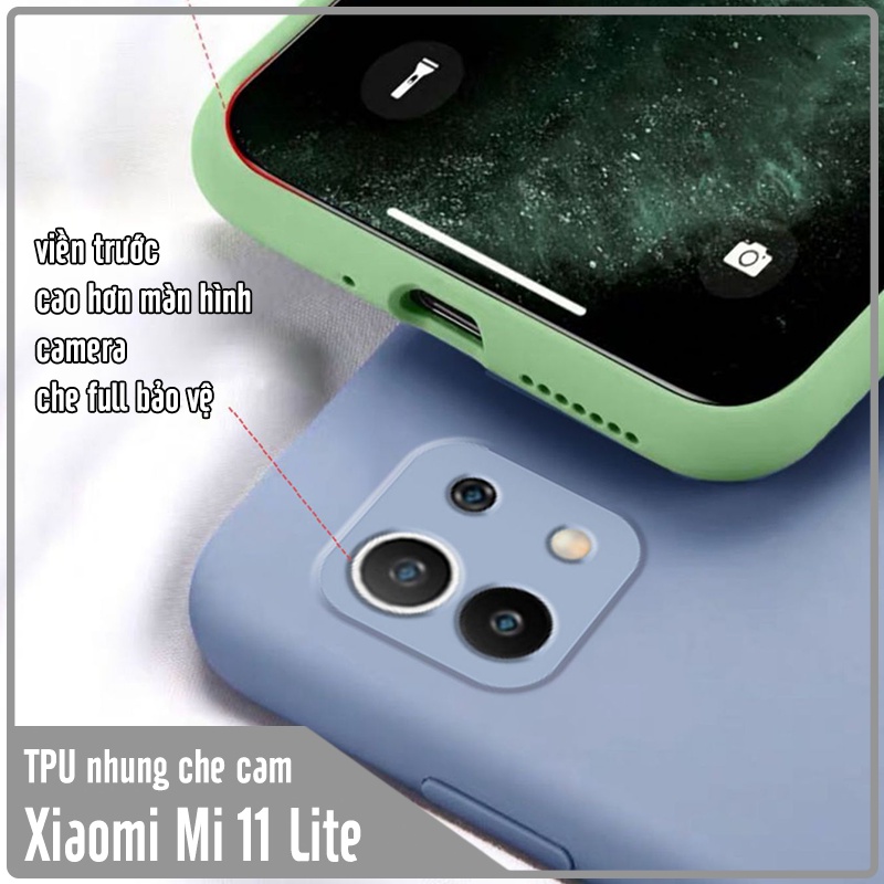 Ốp lưng cho Xiaomi Mi 11 Lite 4G - 5G - NE , nhựa TPU dẻo màu lót nhung che camera