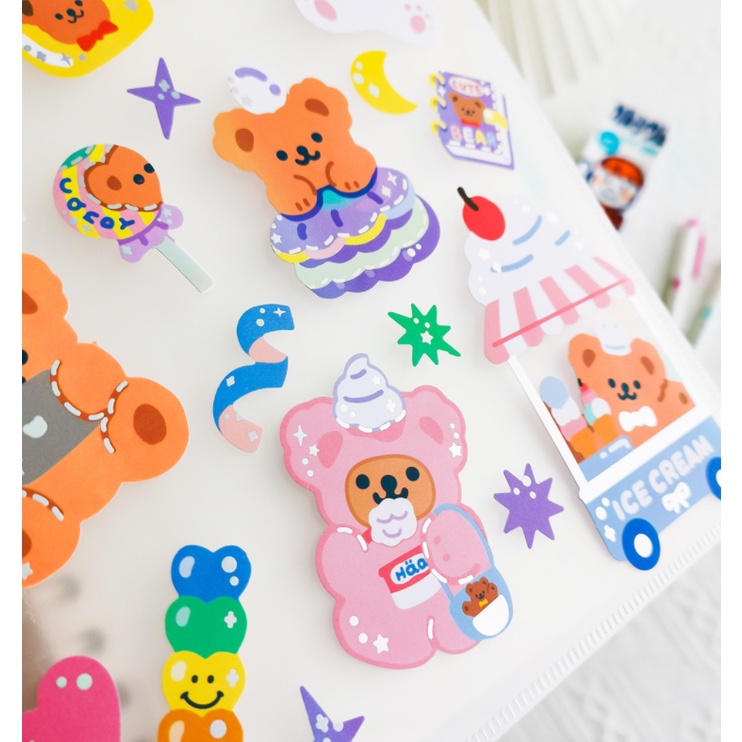 [Hàng mới về] Set Nhãn dán Sticker Gấu Brown Twinkle- Bear