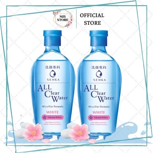 Tẩy trang Senka dạng nước,dưỡng trắng All Clear Water Micellar Formula White 230ml,(không cồn, không hương liệu)