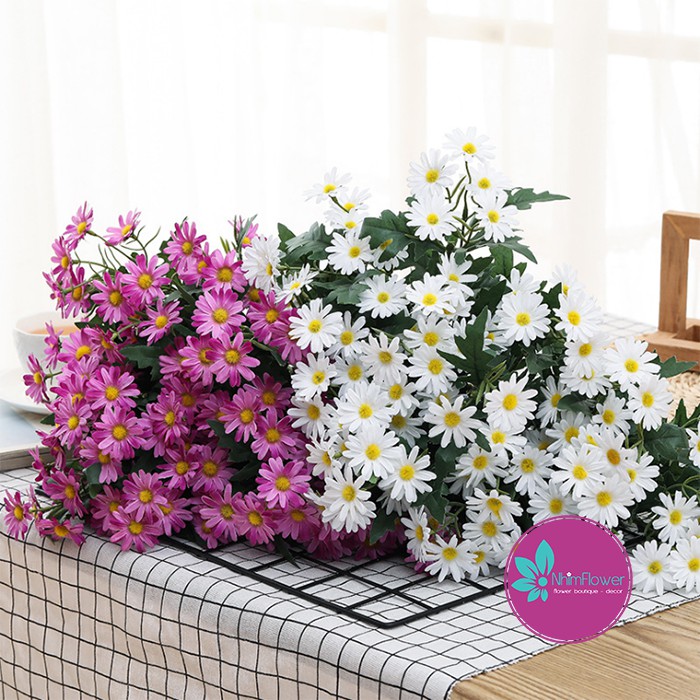 Hoa giả - Cúc Hoạ Mi Daisy cao cấp 38cm 25 bông loại đẹp như thật trang trí nội thất phòng khách quán cafe decor