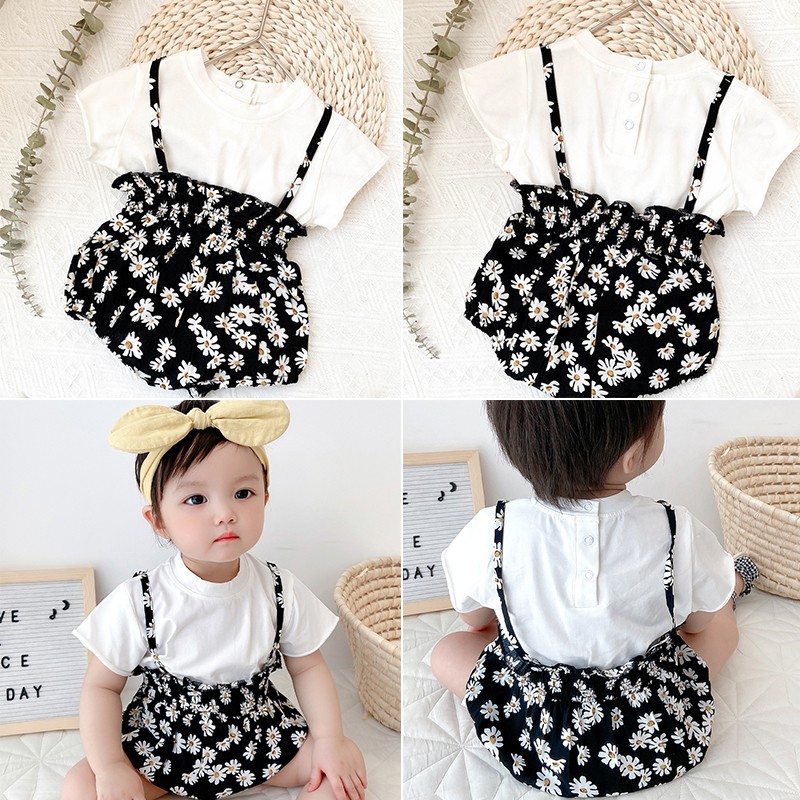 Jumpsuit Ngắn Tay In Họa Tiết Dễ Thương Cho Bé