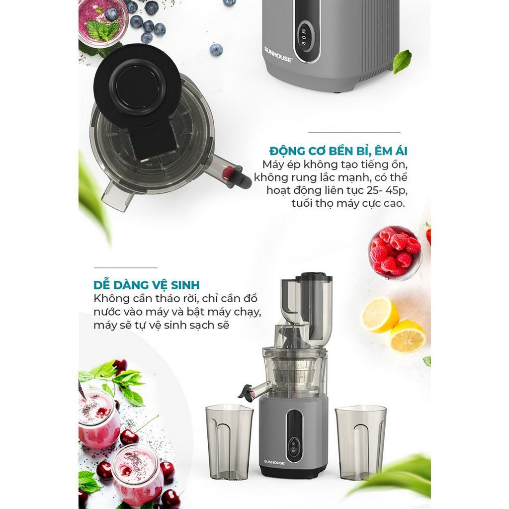 Máy ép chậm Sunhouse SHD5503, Công suất 240W, Dung tích 800ml, Động cơ êm ái, Công nghệ lưới lọc Puremax, BH 12 tháng