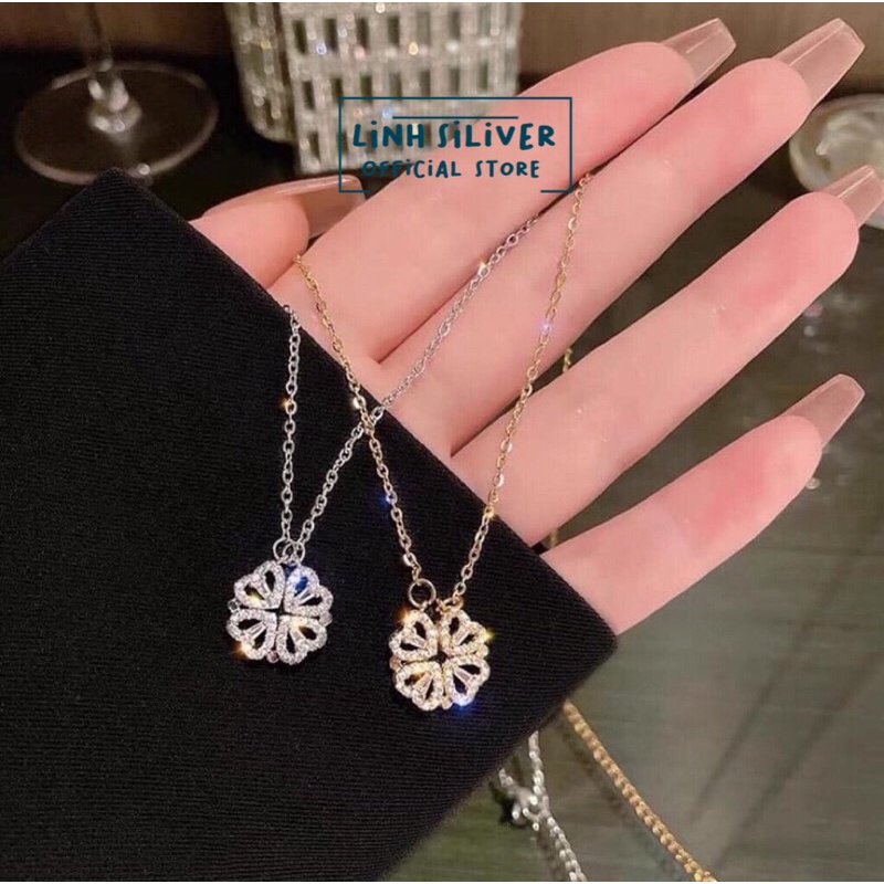 DÂY CHUYỀN MẶT 4 LÁ GHÉP ĐEO ĐƯỢC NHIỀU KIỂU- CHẤT LIỆU BẠC S925