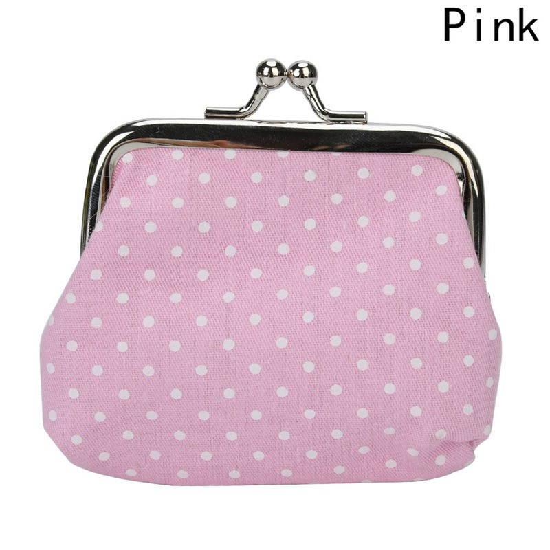 Ví tiền cầm tay in họa tiết chấm bi xinh xắn