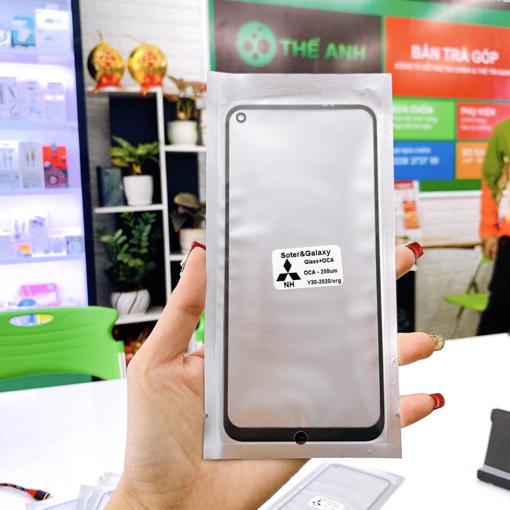 Kính ép màn hình có sẵn keo Vivo Y30 , kính ép OCA chất lượng , giá tốt