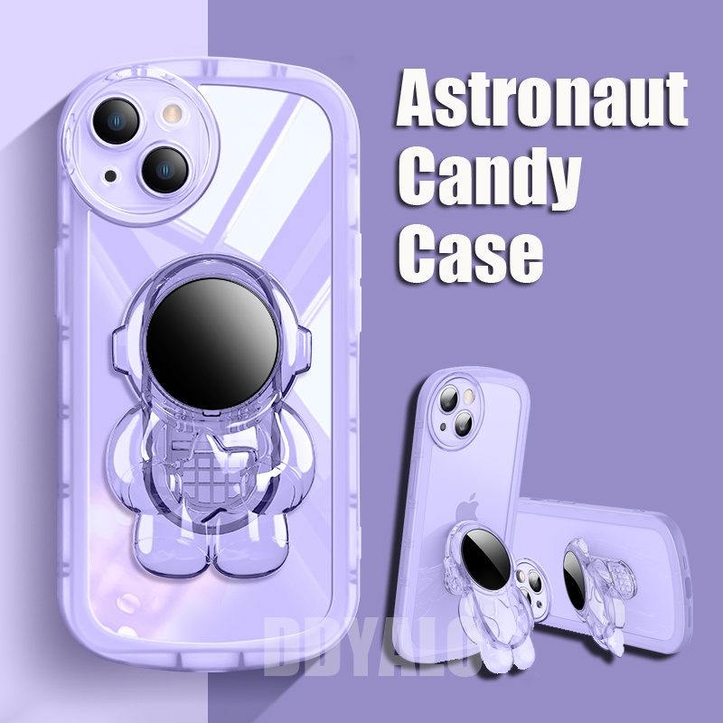 Ốp Điện Thoại Trong Suốt Màu Kẹo Hình Phi Hành Gia Cho Iphone 7 8 Plus X XR XS Max