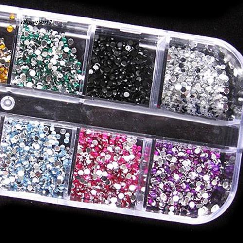 Set 1200 Hạt Lấp Lánh 2mm Nhiều Màu Dành Cho Dán Trang Trí Móng Tay Kèm Hộp Đựng