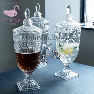 Bình thủy tinh đựng rượu , đựng nước , đựng hoa nước quả có vòi 2L , 3L , 5L
