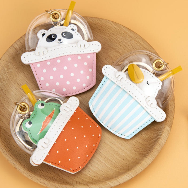 Móc Khóa Hình Ly Trà Sữa Gấu Trúc / Vịt Hoạt Hình Đáng Yêu