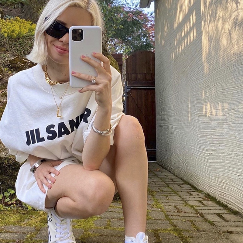 JIL in chữ Ying Caier cùng một đoạn SANDER tối giản trong gió năm điểm tay áo OS lỏng tay áo phông ngắn tay nam và nữ | BigBuy360 - bigbuy360.vn